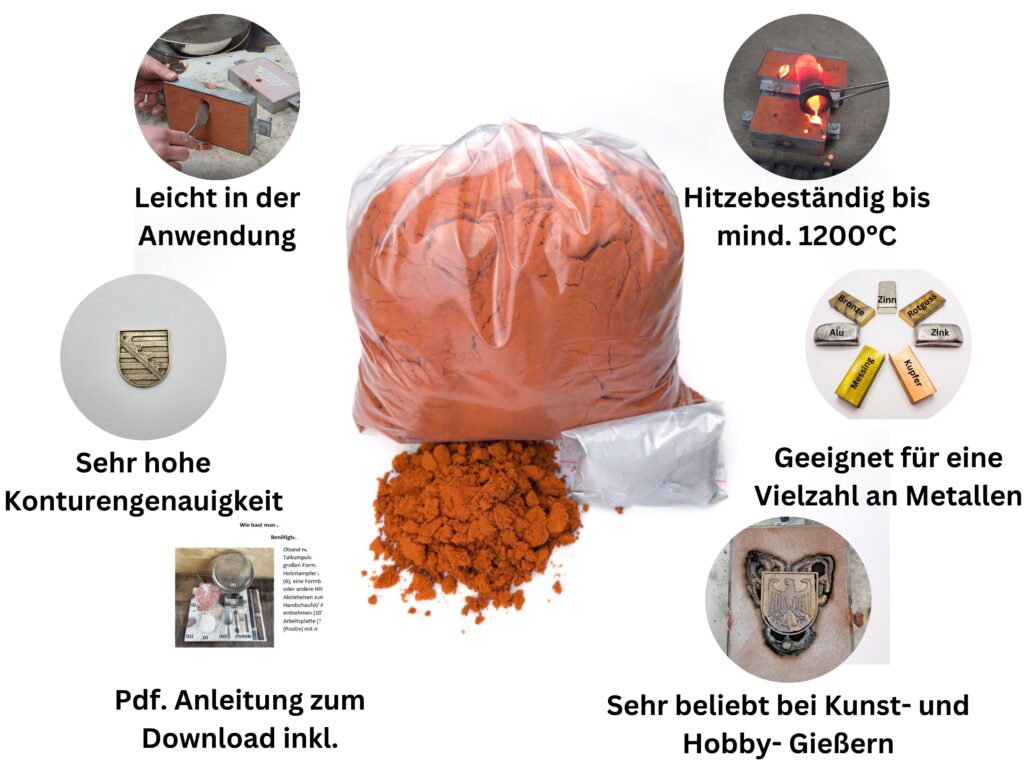 Formsand für Metall-Sand-Guss 1kg bis 25kg mit 100g Talkum Gratis, Öl und Paste